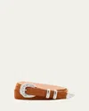 Simonnot Godard Men's Western Nubuck Suede Belt In Carbone