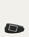 Simonnot Godard Reversible Nubuck Suede Belt In Black Anthracite