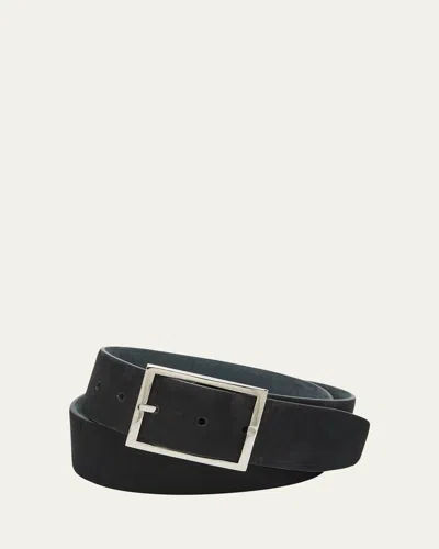 Simonnot Godard Reversible Nubuck Suede Belt In Black Anthracite
