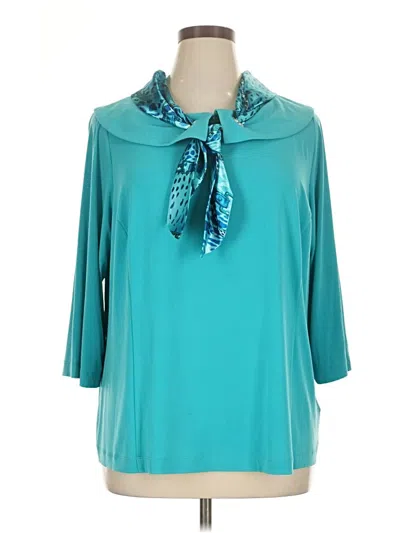Pre-owned Simonton Says 3/4 Sleeve Blouse In Blue