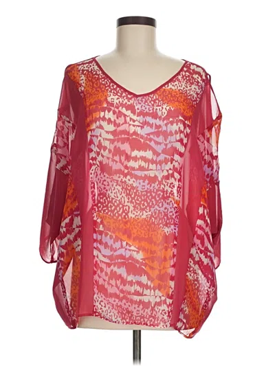 Pre-owned Simonton Says 3/4 Sleeve Blouse In Red