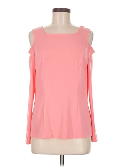 Pre-owned Simonton Says Long Sleeve Top Pink Cold Shoulder Neckline Tops
