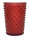 Simpatico Strawberry Poundcake Hobnail Glass Candle In Red