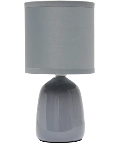 Simple Designs 10.04" Tall Traditional Ceramic Thimble Base Bedside Table Desk Lamp With Matching Fabric Shade In Gray