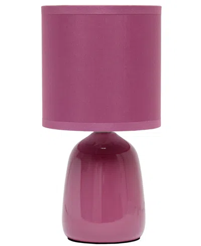 Simple Designs 10.04" Tall Traditional Ceramic Thimble Base Bedside Table Desk Lamp With Matching Fabric Shade In Mauve