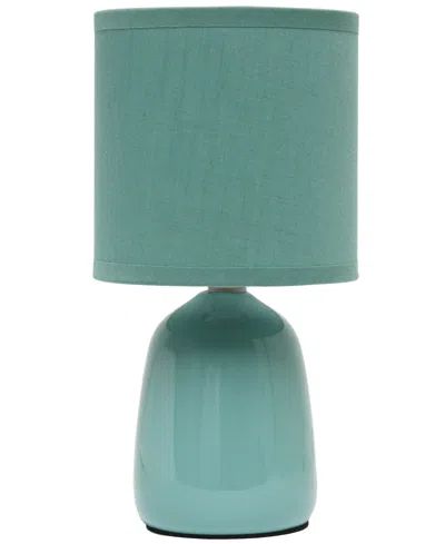 Simple Designs 10.04" Tall Traditional Ceramic Thimble Base Bedside Table Desk Lamp With Matching Fabric Shade In Seafoam Green