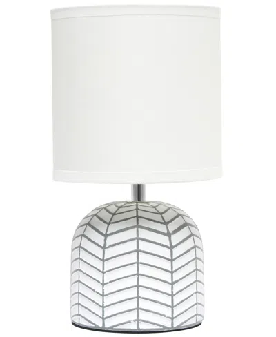 Simple Designs 10.43" Petite Contemporary Webbed Waves Base Bedside Table Desk Lamp With White Fabric Drum Shade