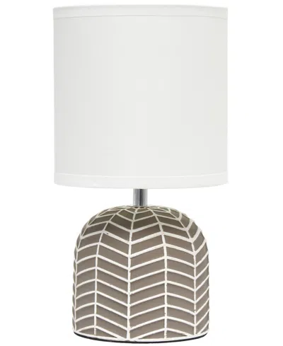Simple Designs 10.43" Petite Contemporary Webbed Waves Base Bedside Table Desk Lamp With White Fabric Drum Shade In Taupe
