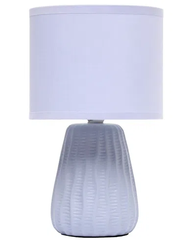 Simple Designs 11.02" Traditional Mini Modern Ceramic Texture Pastel Accent Bedside Table Desk Lamp With Matching F In Periwinkle
