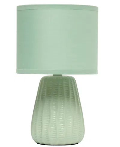 Simple Designs 11.02" Traditional Mini Modern Ceramic Texture Pastel Accent Bedside Table Desk Lamp With Matching F In Sage Green