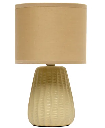 Simple Designs 11.02" Traditional Mini Modern Ceramic Texture Pastel Accent Bedside Table Desk Lamp With Matching F In Tan