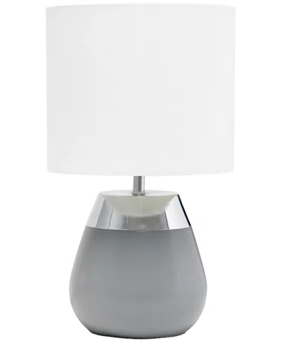 Simple Designs 14" Tall Modern Contemporary Two Toned Metallic Gold And White Metal Bedside Table Desk Lamp In Chrome White