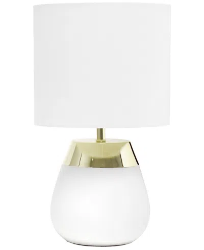 Simple Designs 14" Tall Modern Contemporary Two Toned Metallic Gold And White Metal Bedside Table Desk Lamp In White Gold