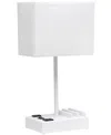SIMPLE DESIGNS 15.3" TALL MODERN RECTANGULAR MULTI-USE 1 LIGHT BEDSIDE TABLE DESK LAMP WITH 2 USB PORTS AND CHARGIN
