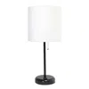 Simple Designs 19.5" Black Stick Table Desk Lamp With Charging Outlet And Drum Fabric Shade