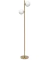 SIMPLE DESIGNS 66" TALL MID CENTURY MODERN STANDING TREE FLOOR LAMP WITH DUAL WHITE GLASS GLOBE SHADE