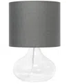 Simple Designs Glass Raindrop Table Lamp With Fabric Shade In Gray