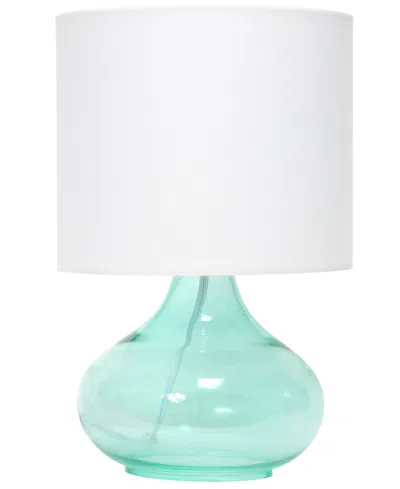 Simple Designs Glass Raindrop Table Lamp With Fabric Shade, Green With White Shade In Aqua,white