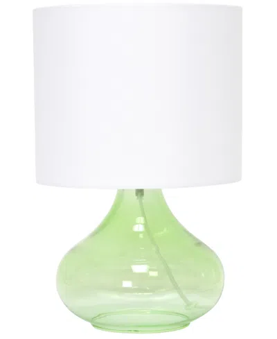 Simple Designs Glass Raindrop Table Lamp With Fabric Shade, Green With White Shade In Multi