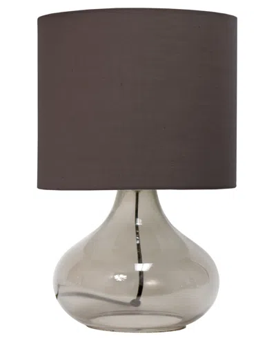 Simple Designs Glass Raindrop Table Lamp With Fabric Shade, Green With White Shade In Smoke,gray