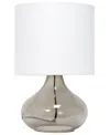 SIMPLE DESIGNS GLASS RAINDROP TABLE LAMP WITH FABRIC SHADE, GREEN WITH WHITE SHADE