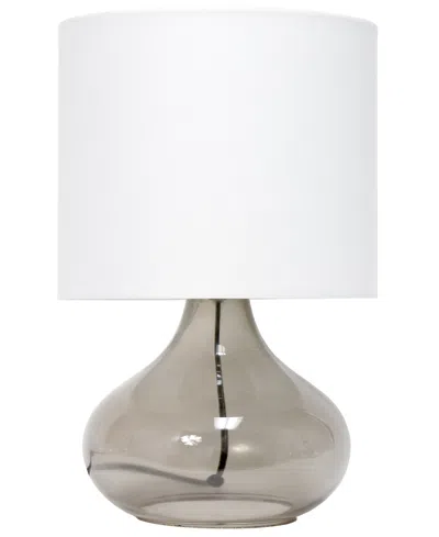 Simple Designs Glass Raindrop Table Lamp With Fabric Shade, Green With White Shade In Smoke,white