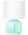 SIMPLE DESIGNS GLASS TABLE LAMP WITH FABRIC SHADE, GREEN WITH WHITE SHADE