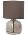 SIMPLE DESIGNS GLASS TABLE LAMP WITH FABRIC SHADE, GREEN WITH WHITE SHADE