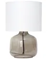 SIMPLE DESIGNS GLASS TABLE LAMP WITH FABRIC SHADE, GREEN WITH WHITE SHADE