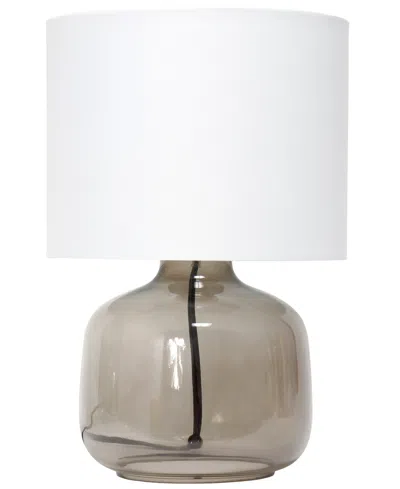 Simple Designs Glass Table Lamp With Fabric Shade, Green With White Shade In Smoke,white