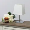 Simple Designs Mini Chrome Table Lamp With Squared Empire Fabric Shade