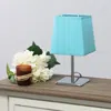 Simple Designs Mini Chrome Table Lamp With Squared Empire Fabric Shade