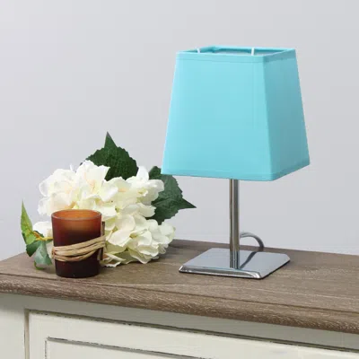 Simple Designs Mini Chrome Table Lamp With Squared Empire Fabric Shade