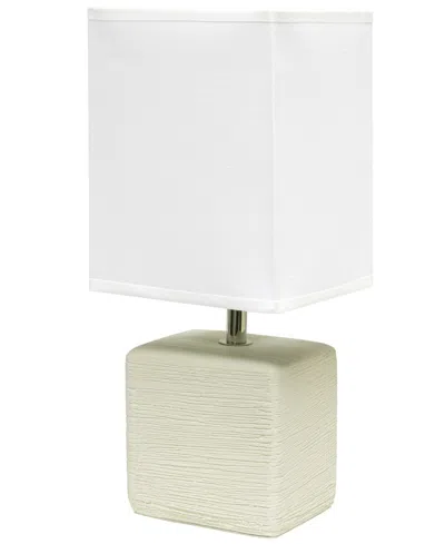 Simple Designs Petite Stone Table Lamp With Shade In Off White Base,white Shade