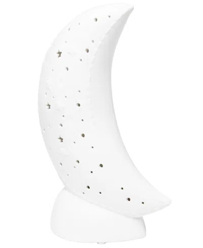Simple Designs Porcelain Moon Shaped Table Lamp In White