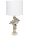 SIMPLE DESIGNS SHORESIDE 17.25" TALL COASTAL SITTING PELICAN BEIGE WASH POLYRESIN BEDSIDE TABLE DESK LAMP