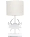 SIMPLE DESIGNS SHORESIDE 18.25" TALL COASTAL WHITE AND POLYRESIN PINCHING CRAB SHAPED BEDSIDE TABLE DESK LAMP