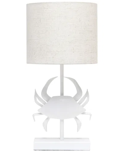 Simple Designs Shoreside 18.25" Tall Coastal White And Polyresin Pinching Crab Shaped Bedside Table Desk Lamp