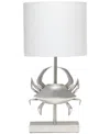 SIMPLE DESIGNS SHORESIDE 18.25" TALL COASTAL WHITE AND POLYRESIN PINCHING CRAB SHAPED BEDSIDE TABLE DESK LAMP