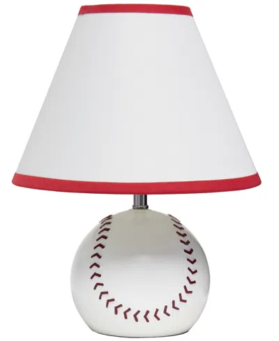 Simple Designs Sportslite 11.5" Tall Athletic Sports Baseball Base Ceramic Bedside Table Desk Lamp In Multi