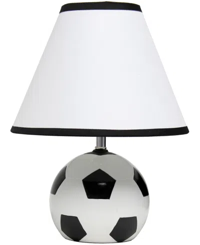 Simple Designs Sportslite 11.5" Tall Athletic Sports Soccer Ball Base Ceramic Bedside Table Desk Lamp With White Em In Multi
