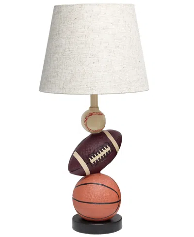 Simple Designs Sportslite 22" Tall Popular Sports Combo Basketball, Baseball, Football Polyresin Table Desk Lamp In Multi