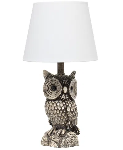 Simple Designs Woodland 19.85" Tall Contemporary Polyresin Night Owl Novelty Bedside Table Desk Lamp In White Shad