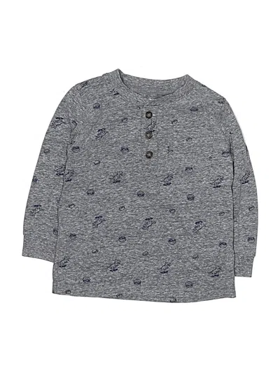 Pre-owned Simple Joys By Carter's Kids' Long Sleeve Henley Shirt In Gray
