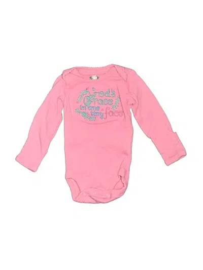 Pre-owned Simple Joys By Carter's Kids' Long Sleeve Onesie In Pink