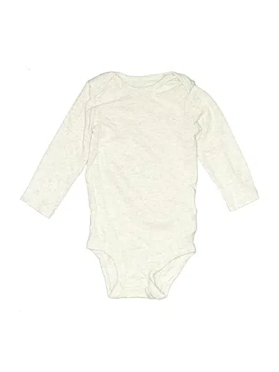Pre-owned Simple Joys By Carter's Babies' Long Sleeve Onesie In White