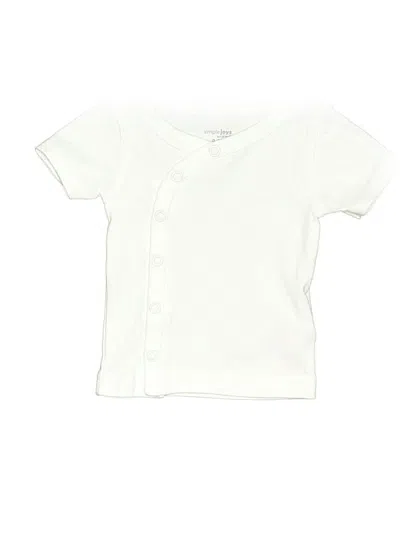 Pre-owned Simple Joys By Carter's Babies' Short Sleeve Henley Shirt In White