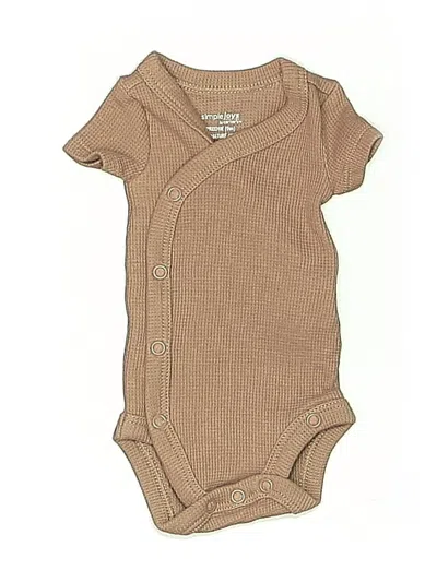 Pre-owned Simple Joys By Carter's Kids' Short Sleeve Onesie In Brown