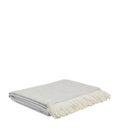 Simple Things Herringbone Wool Throw In Grey