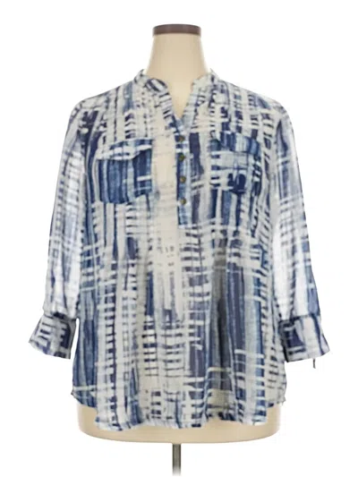 Pre-owned Simplee 3/4 Sleeve Blouse In Blue